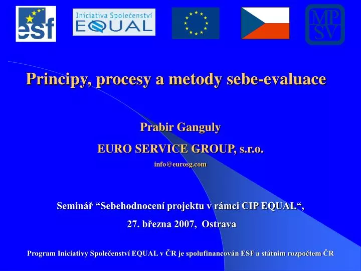 principy procesy a metody sebe evaluace