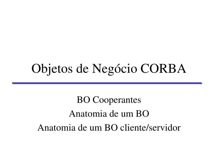 objetos de neg cio corba