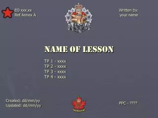 Name of Lesson TP 1 - xxxx TP 2 - xxxx TP 3 - xxxx TP 4 - xxxx