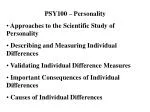 PSY100 – Personality Approaches to the Scientific Study of Personality - slide 1