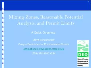 Mixing Zones, Reasonable Potential Analysis, and Permit Limits