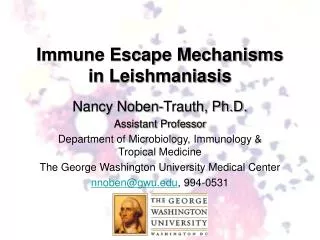 Immune Escape Mechanisms in Leishmaniasis