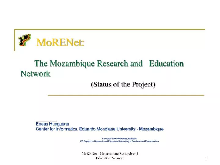 morenet the mozambique research and education network status of the project