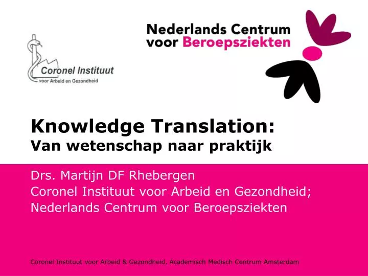 knowledge translation van wetenschap naar praktijk