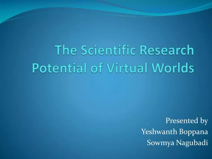 the scientific research potential of virtual worlds