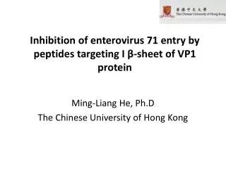 Inhibition of enterovirus 71 entry by peptides targeting I ?-sheet of VP1 protein
