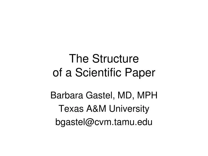 the structure of a scientific paper