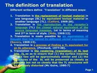 The definition of translation