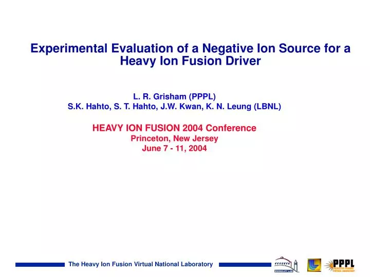 experimental evaluation of a negative ion source for a heavy ion fusion driver