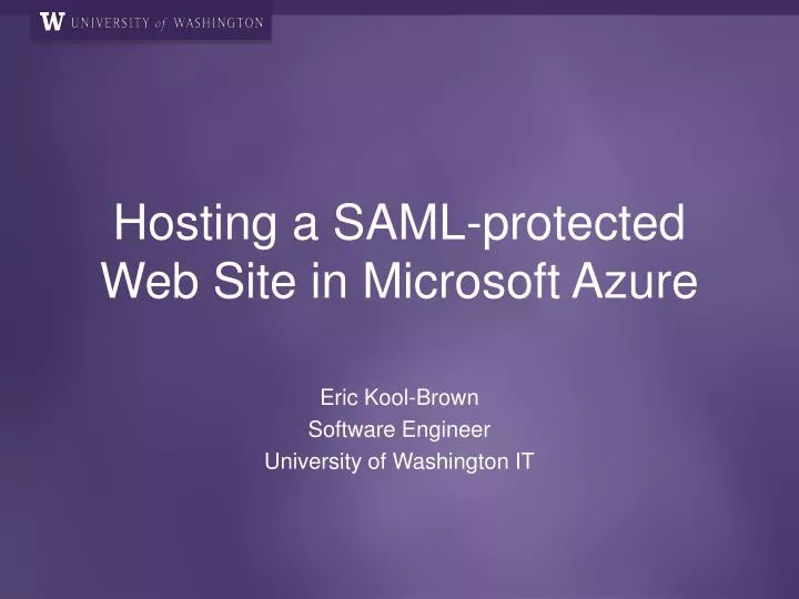 hosting a saml protected web site in microsoft azure