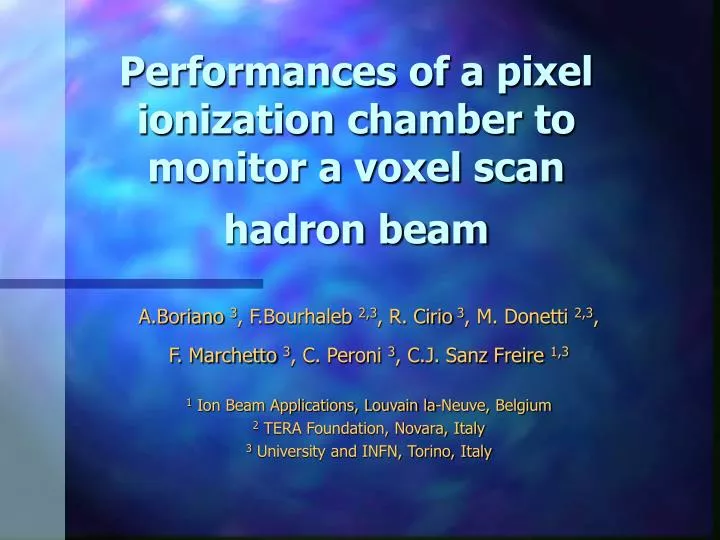 performances of a pixel ionization chamber to monitor a voxel scan hadron beam