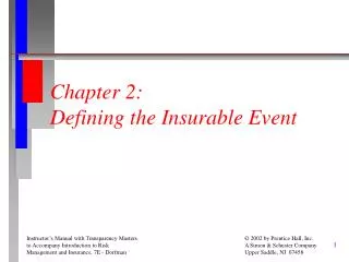 Chapter 2: Defining the Insurable Event