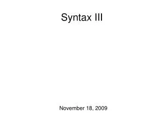 Syntax III