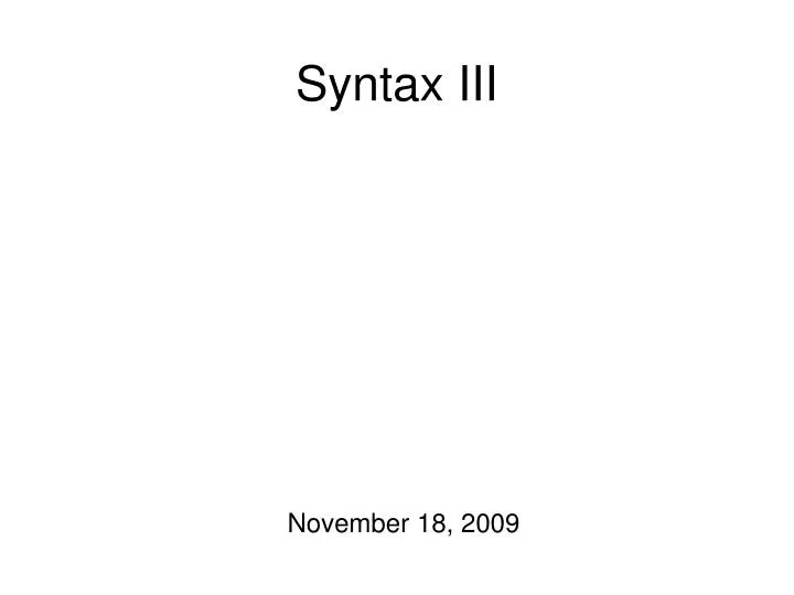 syntax iii