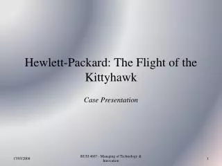 Hewlett-Packard: The Flight of the Kittyhawk