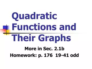 Quadratic Functions and Their Graphs