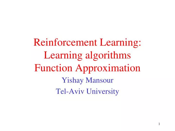 reinforcement learning learning algorithms function approximation