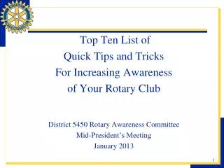 Top Ten List of Quick Tips and Tricks For Increasing Awareness of Your Rotary Club