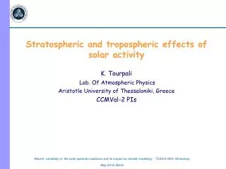 Stratospheric and tropospheric effects of solar activity