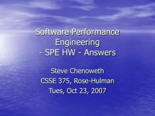 Software Performance Engineering - SPE HW - Answers