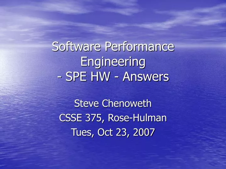 software performance engineering spe hw answers