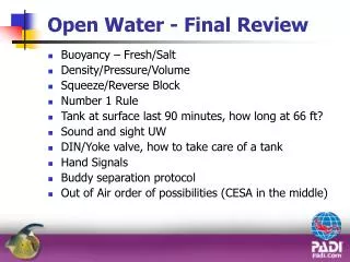 Open Water - Final Review