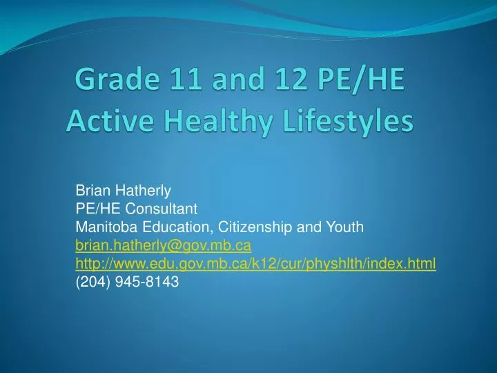 grade 11 and 12 pe he active healthy lifestyles