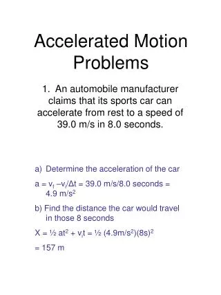 Accelerated Motion Problems