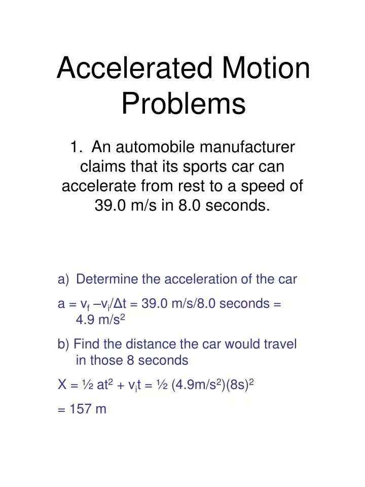 accelerated motion problems
