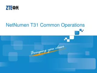 NetNumen T31 Common Operations