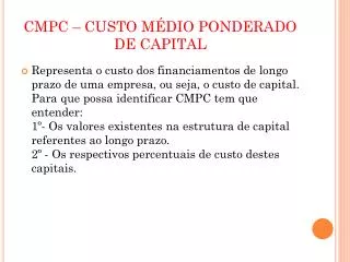 cmpc custo m dio ponderado de capital