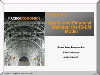 Chapter 5 Goods and Financial Markets: the IS-LM Model