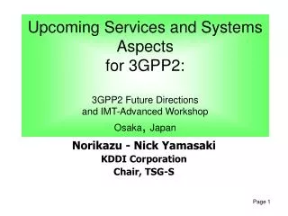 Norikazu - Nick Yamasaki KDDI Corporation Chair, TSG-S