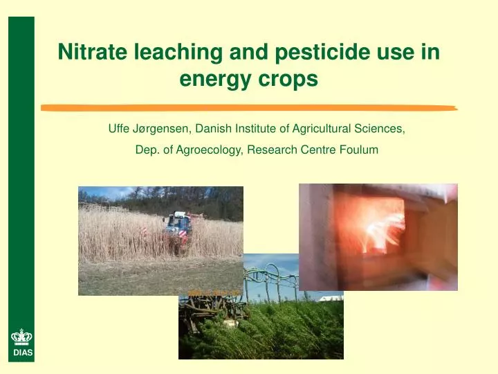 nitrate leaching and pesticide use in energy crops