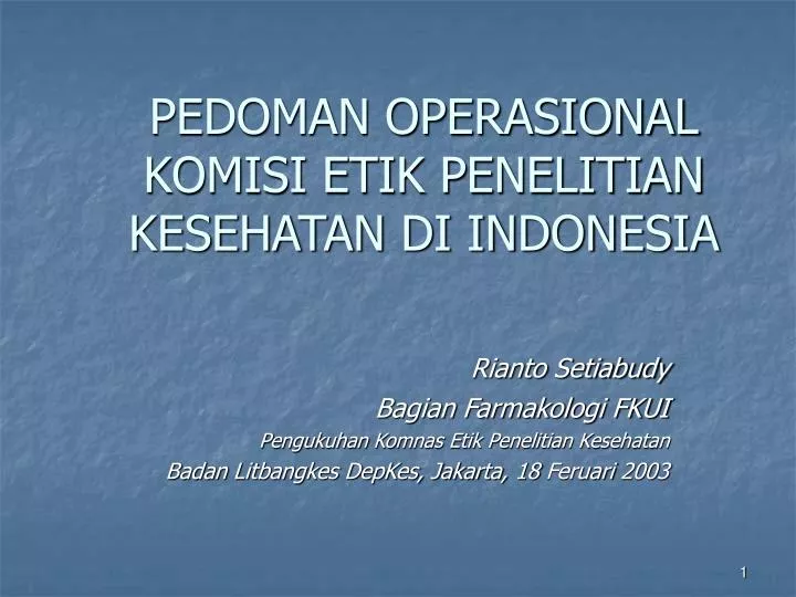 pedoman operasional komisi etik penelitian kesehatan di indonesia