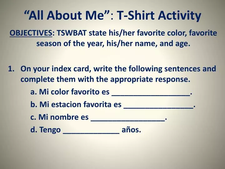 all about me t shirt activity