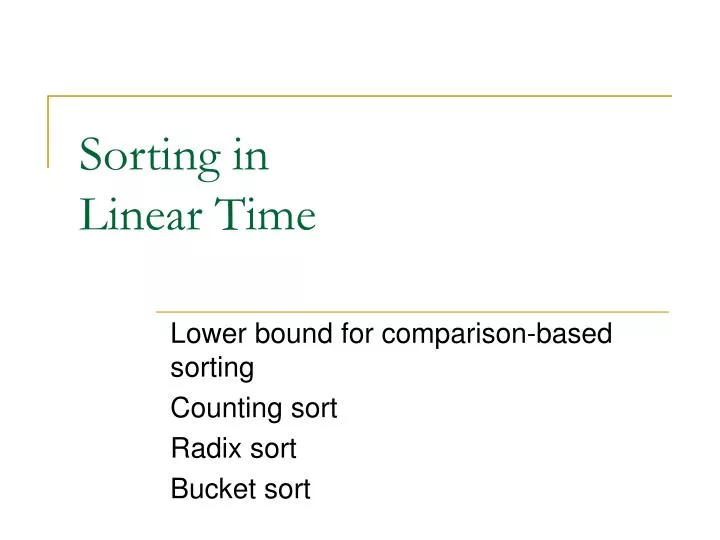 sorting in linear time