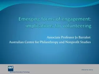 Emerging forms of engagement: implications for volunteering
