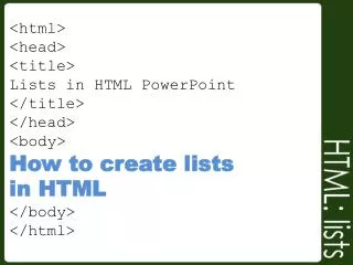 Creating Lists in HTML