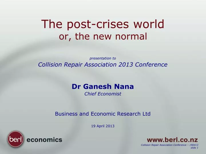 the post crises world or the new normal