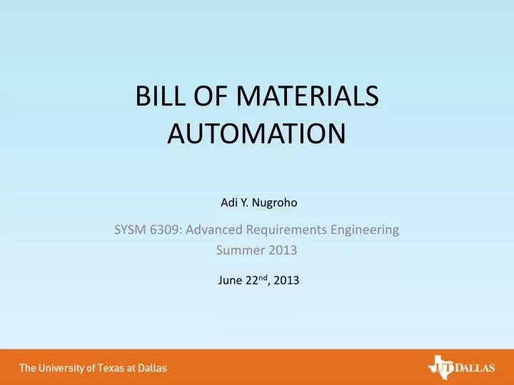 bill of materials automation