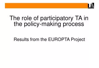 The role of participatory TA in the policy-making process