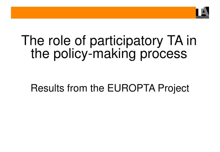 the role of participatory ta in the policy making process