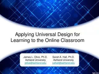 Applying Universal Design for Learning to the Online Classroom