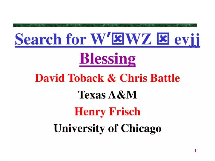 search for w wz evjj blessing