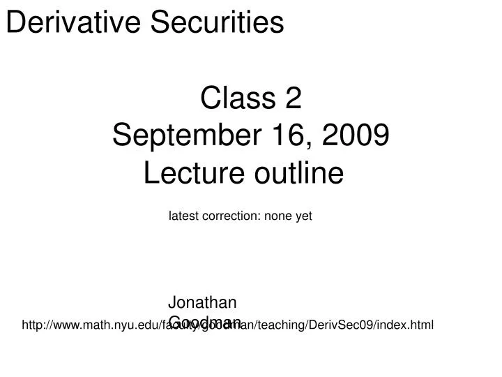 class 2 september 16 2009