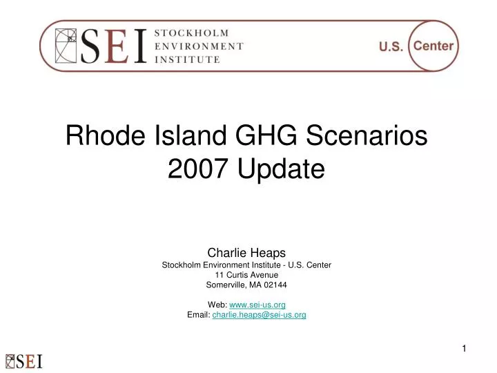 rhode island ghg scenarios 2007 update
