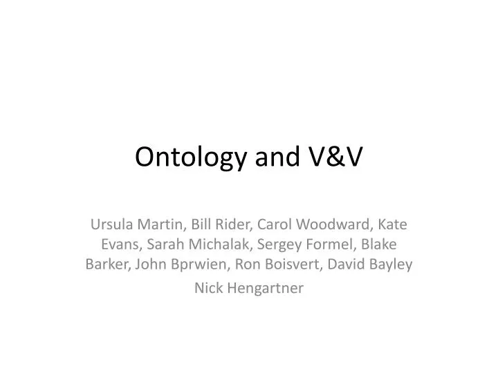 ontology and v v