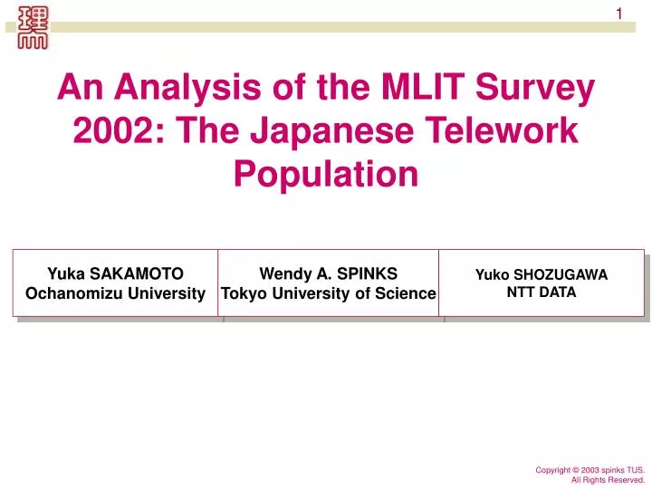 an analysis of the mlit survey 2002 the japanese telework population