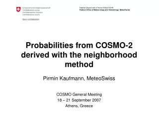 Probabilities from COSMO-2 derived with the neighborhood method